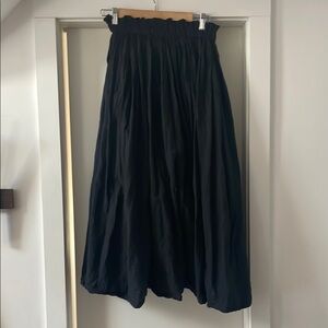 Black Pleated A-Line Midi Skirt for Work